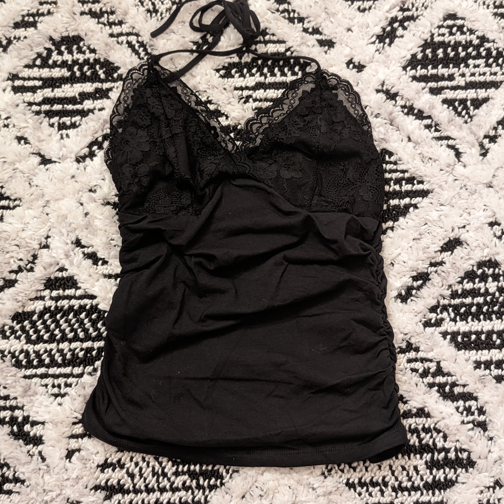 Super Cute Black Y2K Tie Tank top!